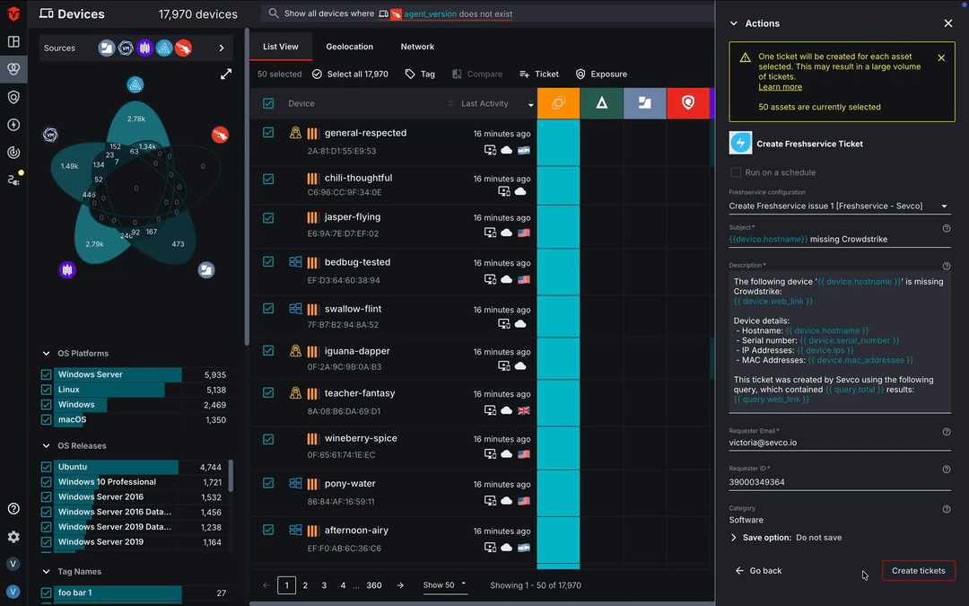 Select "Create Ticket" button
