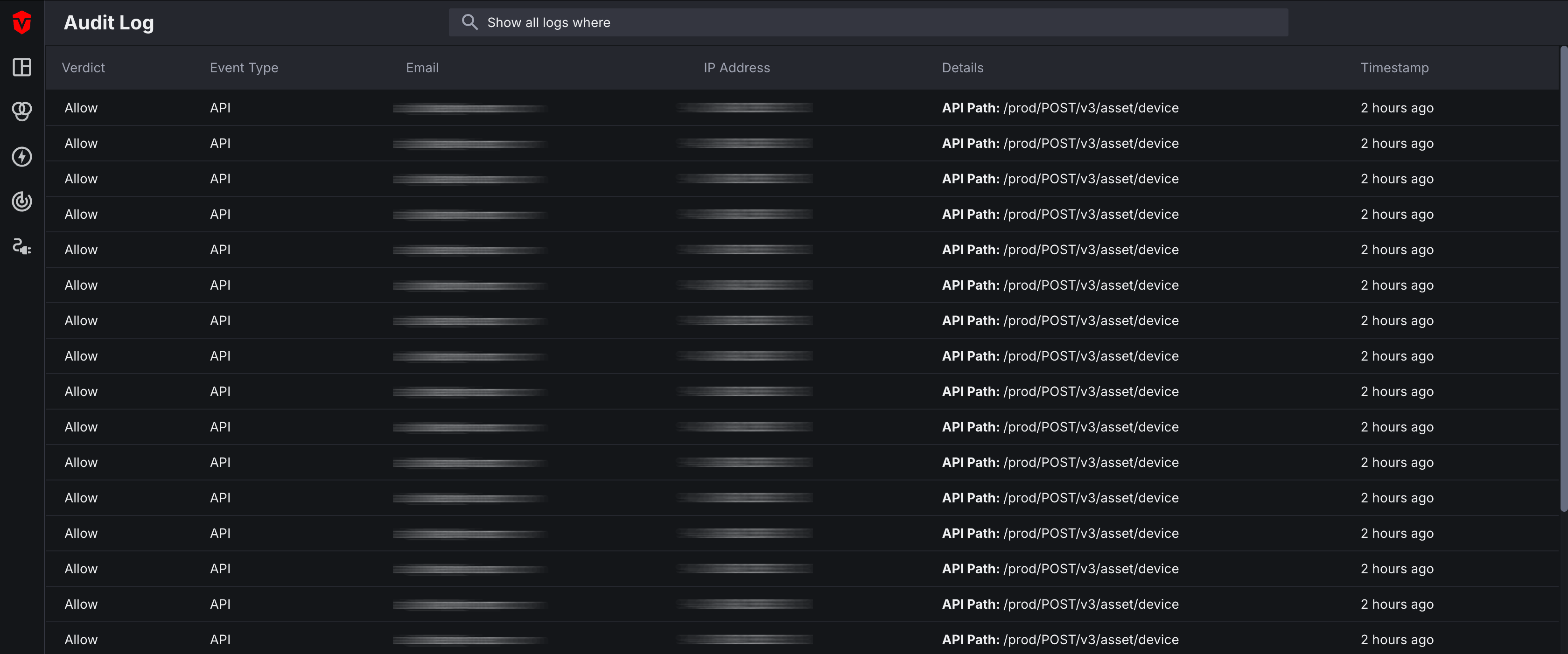 Audit Log page