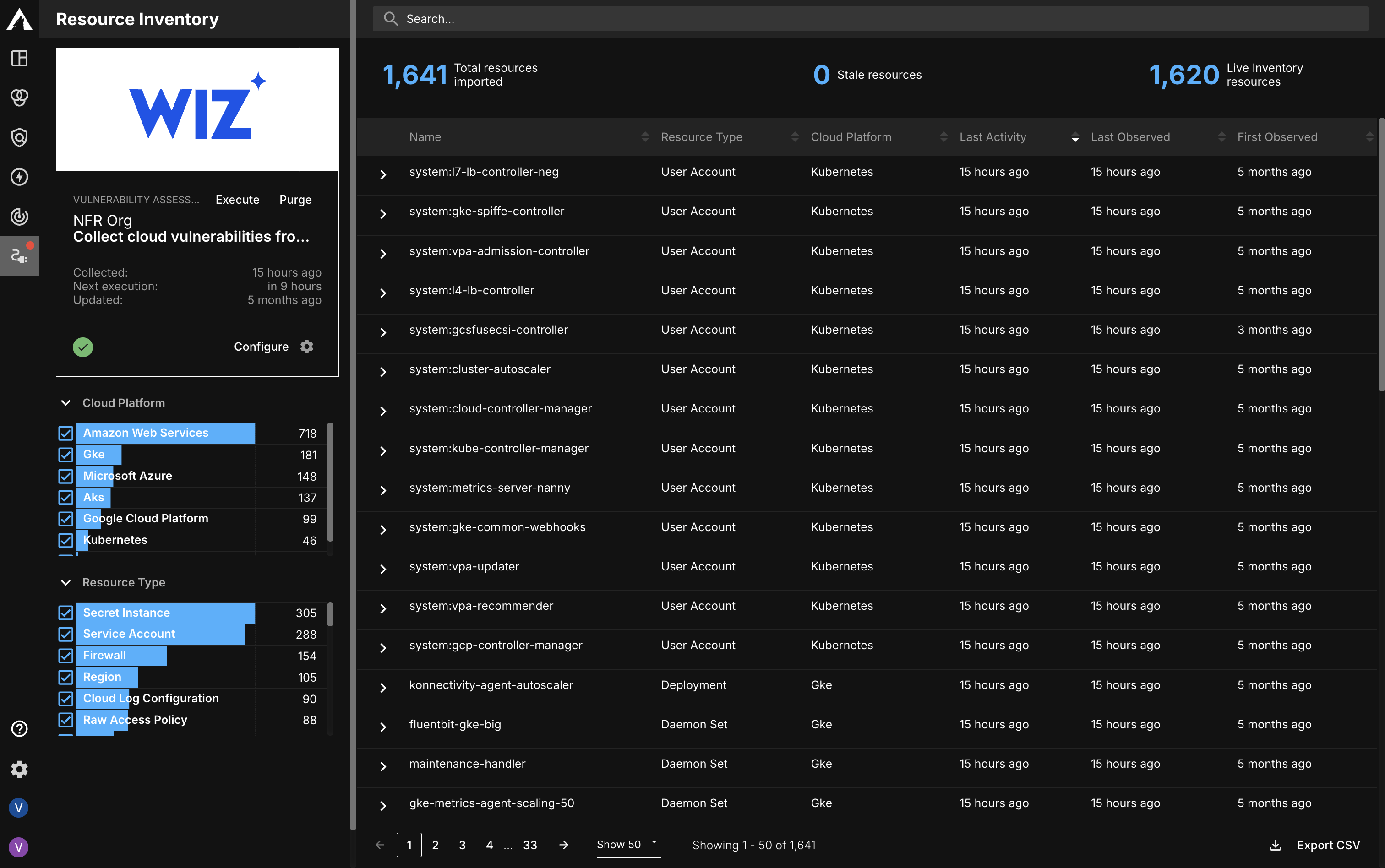 Image of Resource Inventory page