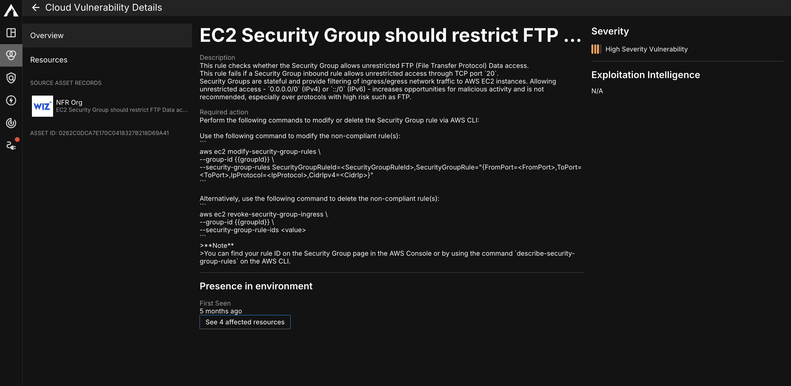 Vulnerability Details page