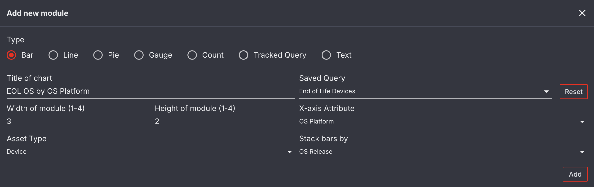 Bar module configuration