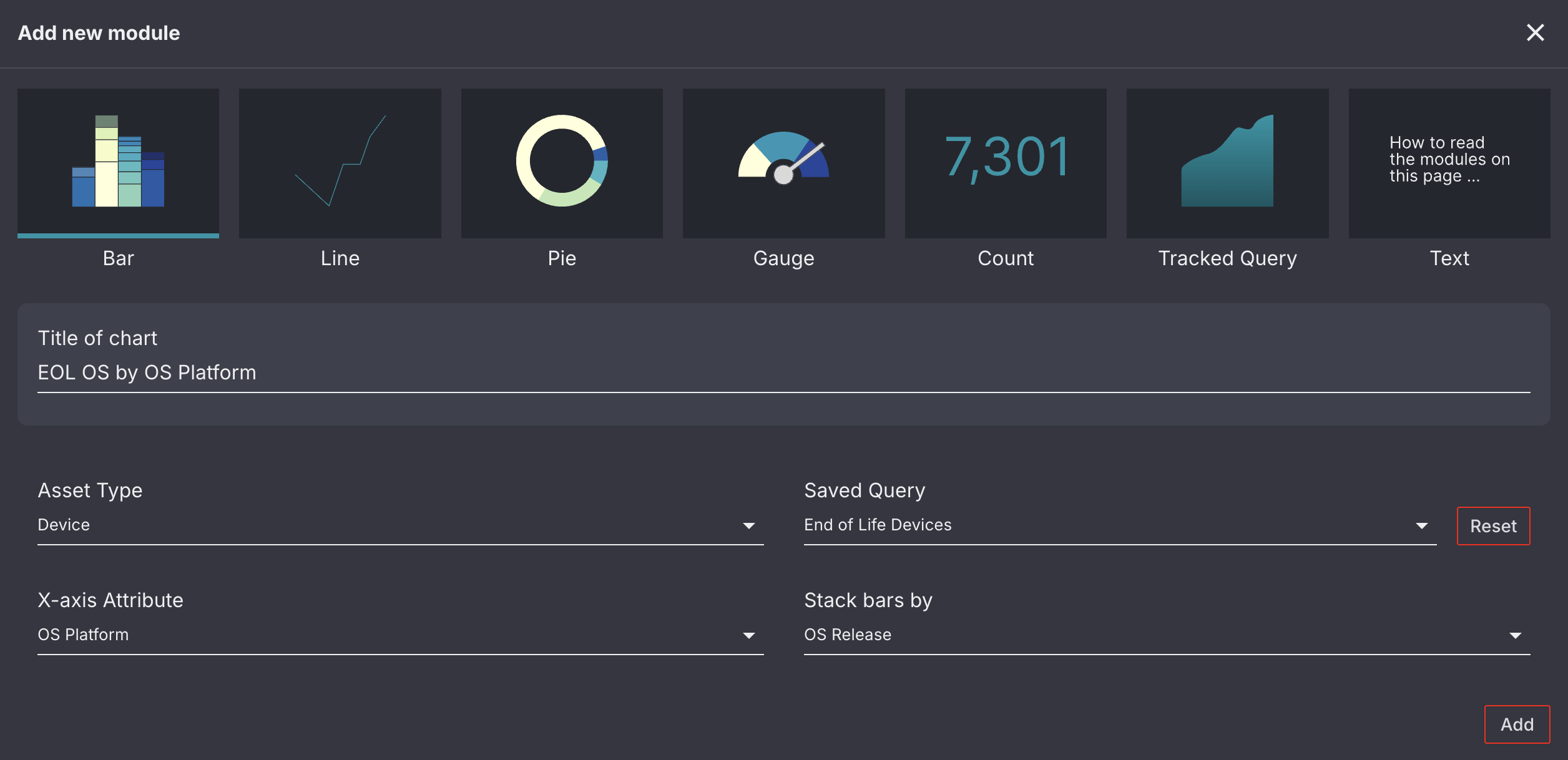 Bar module configuration