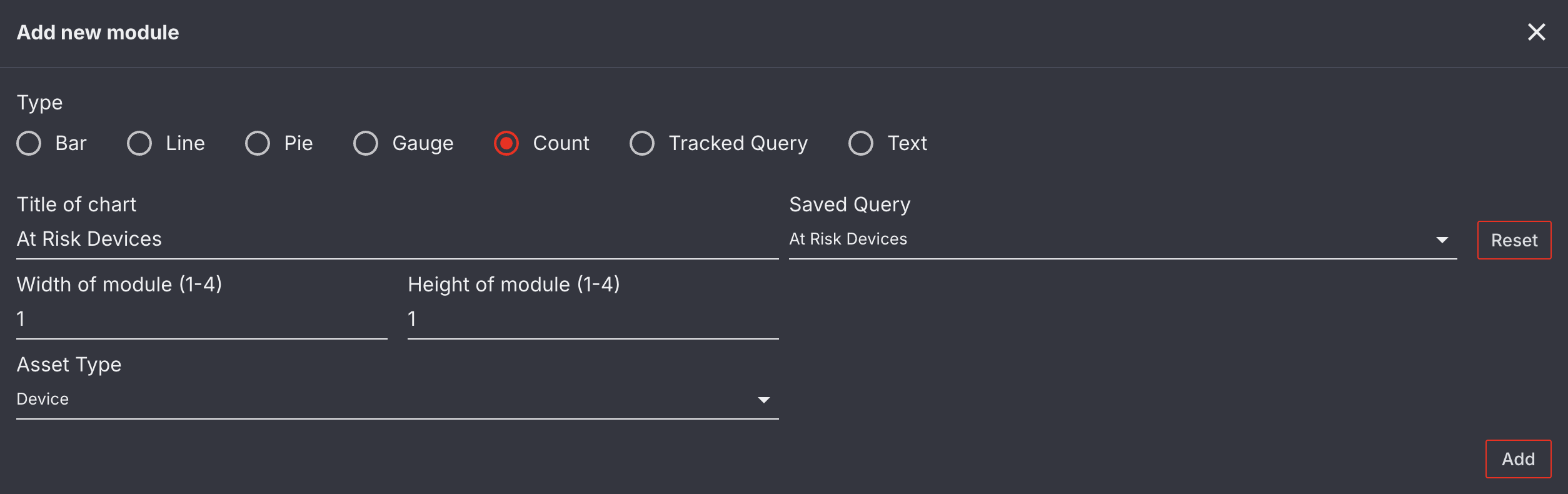 Count module configuration