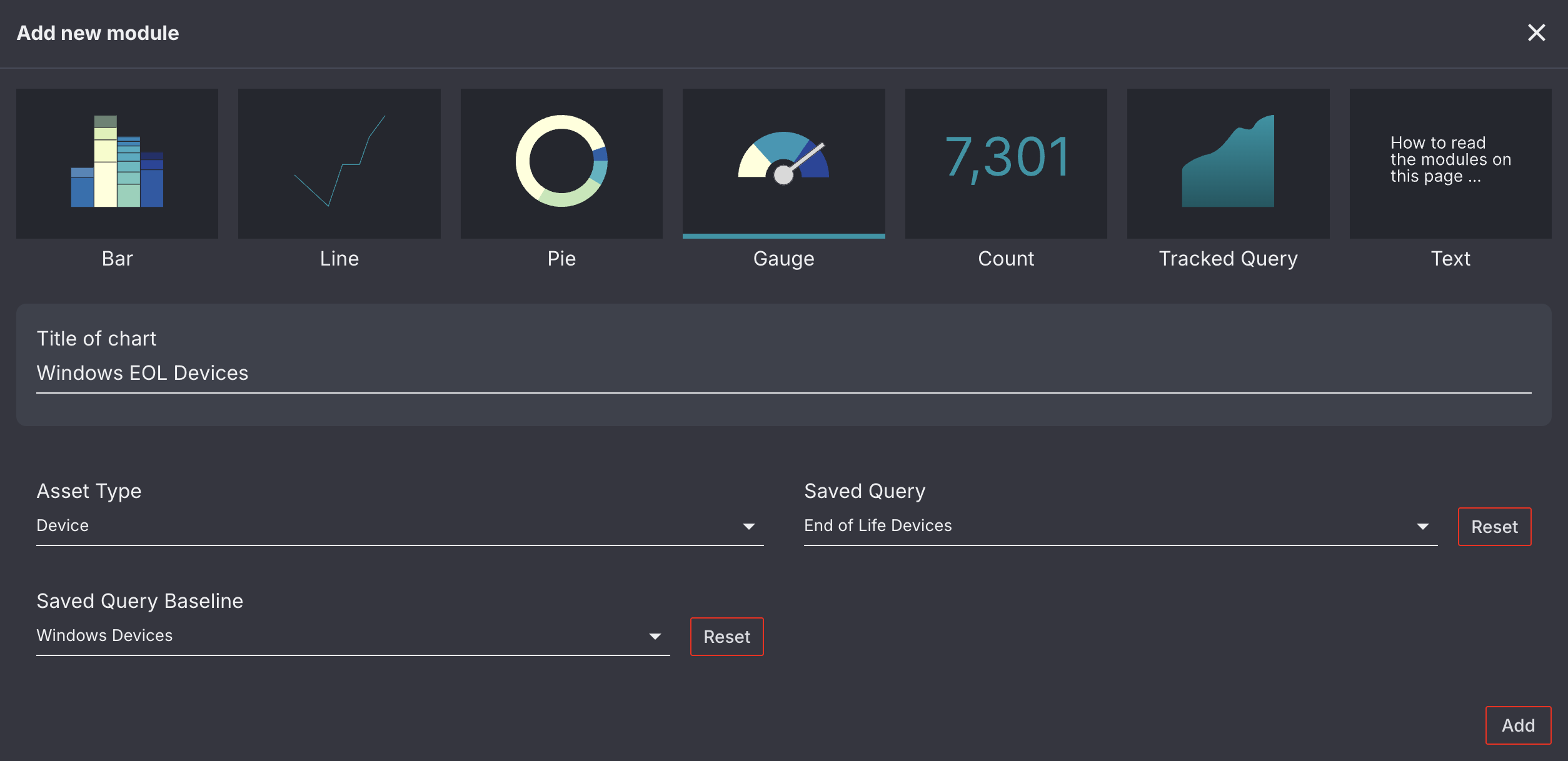 Gauge module configuration