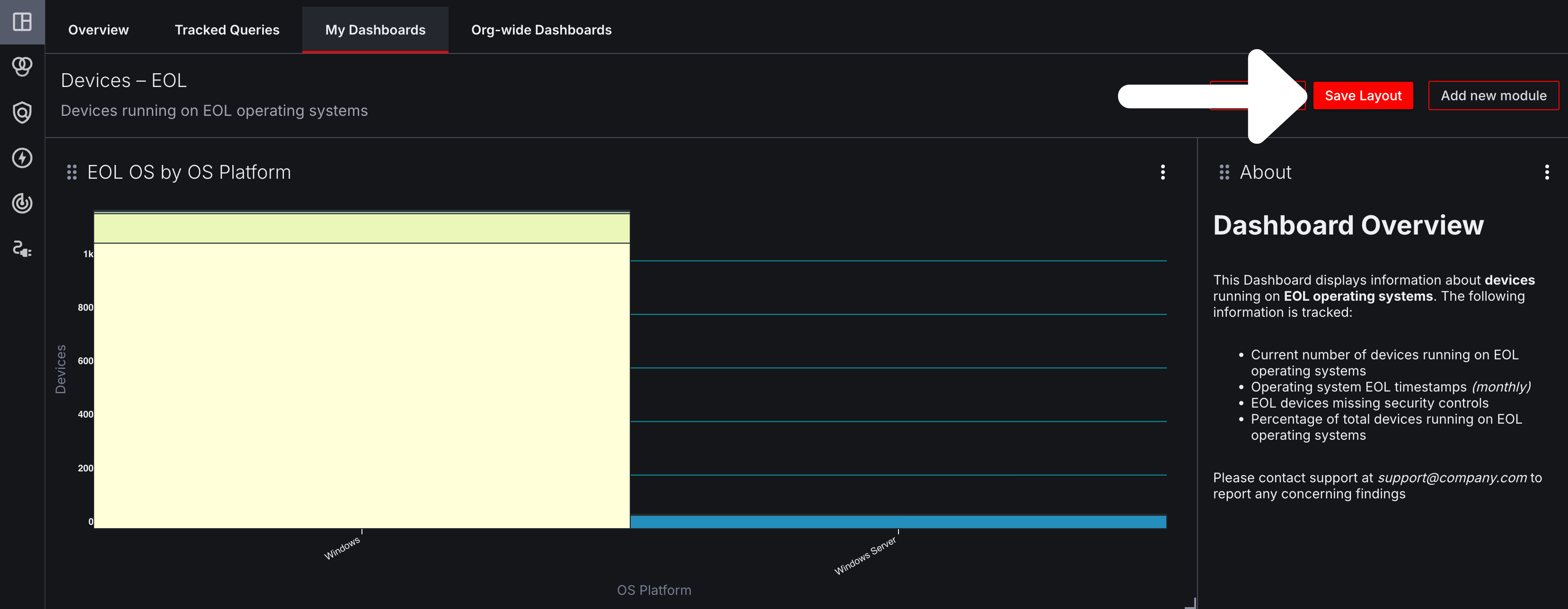 Clicking the "Save Layout" button