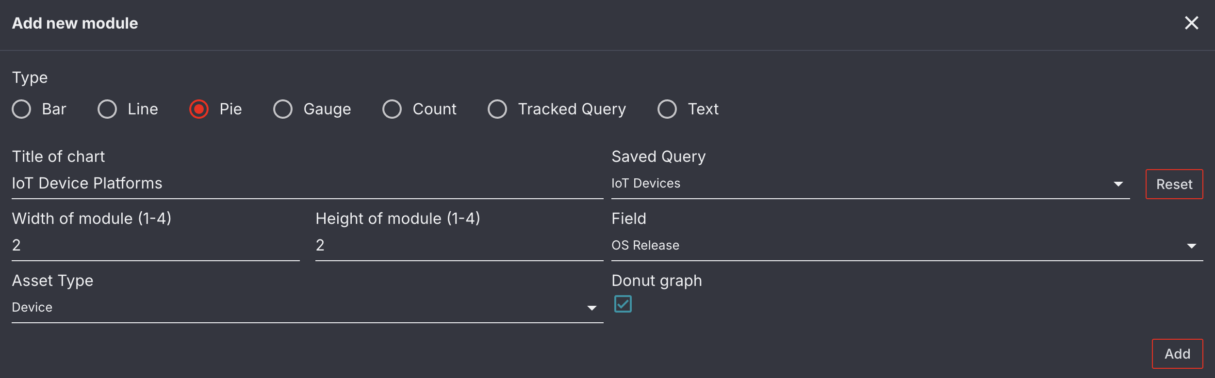 Pie module configuration