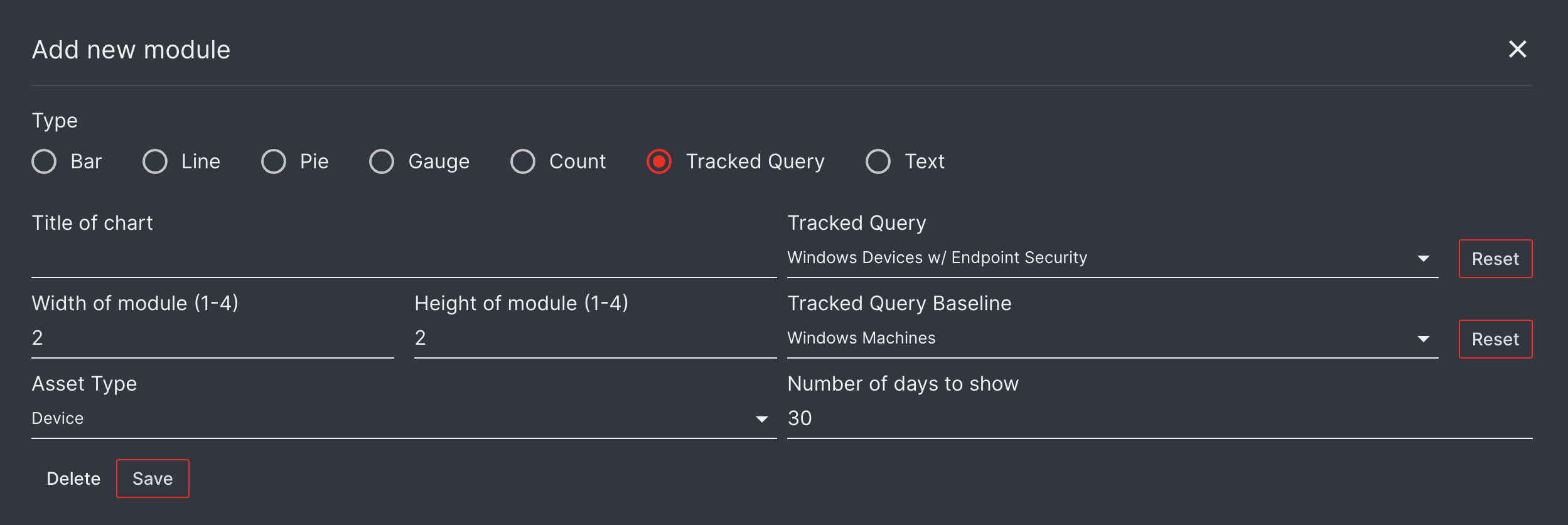 Tracked Query module configuration