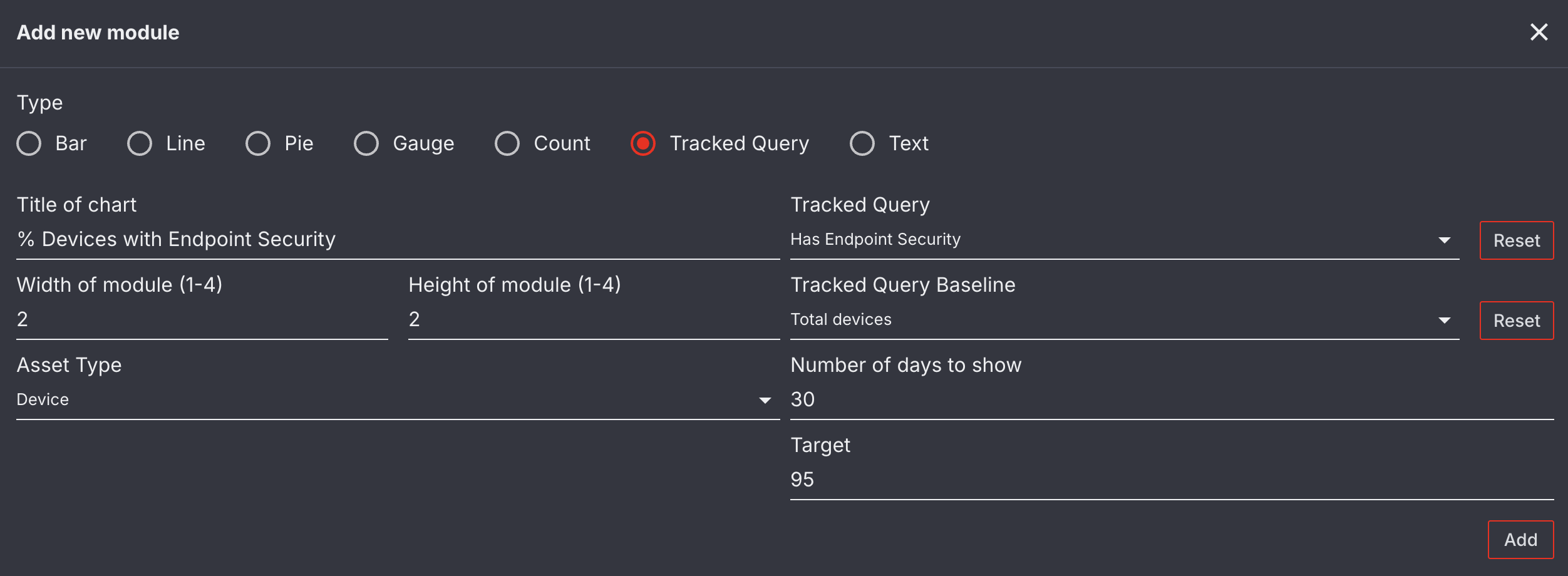 Tracked Query module configuration