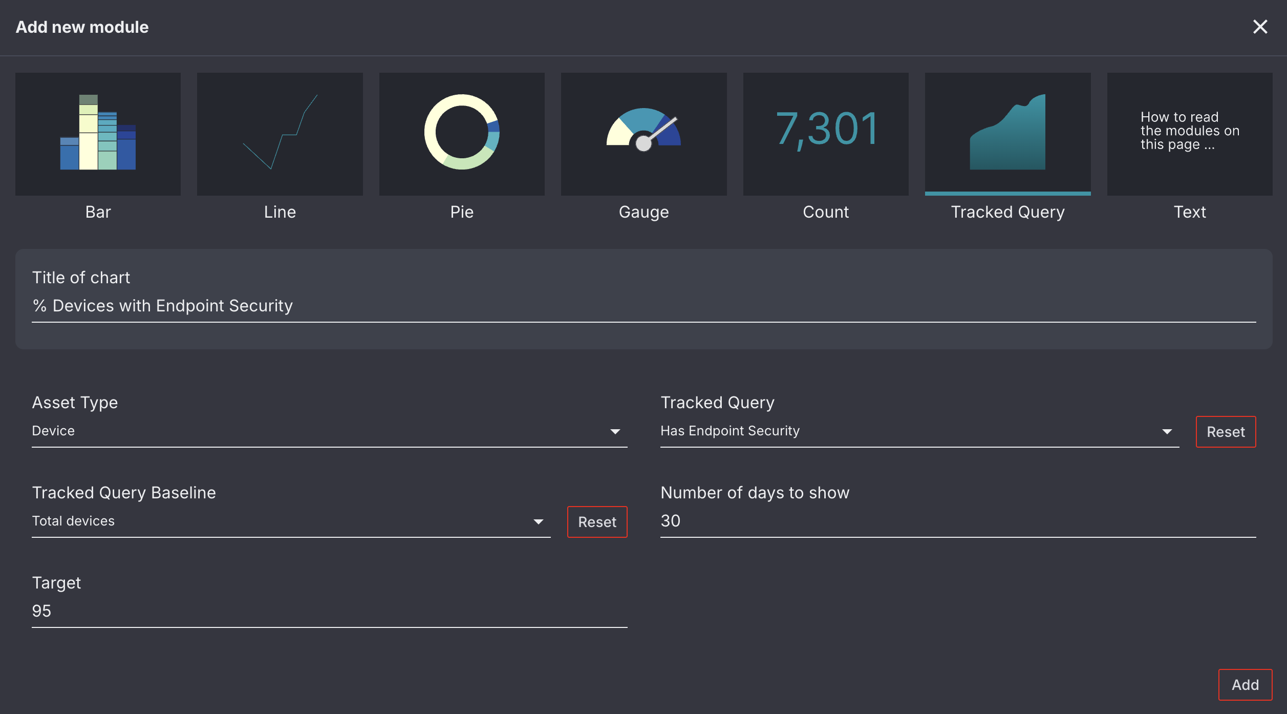Tracked Query module configuration