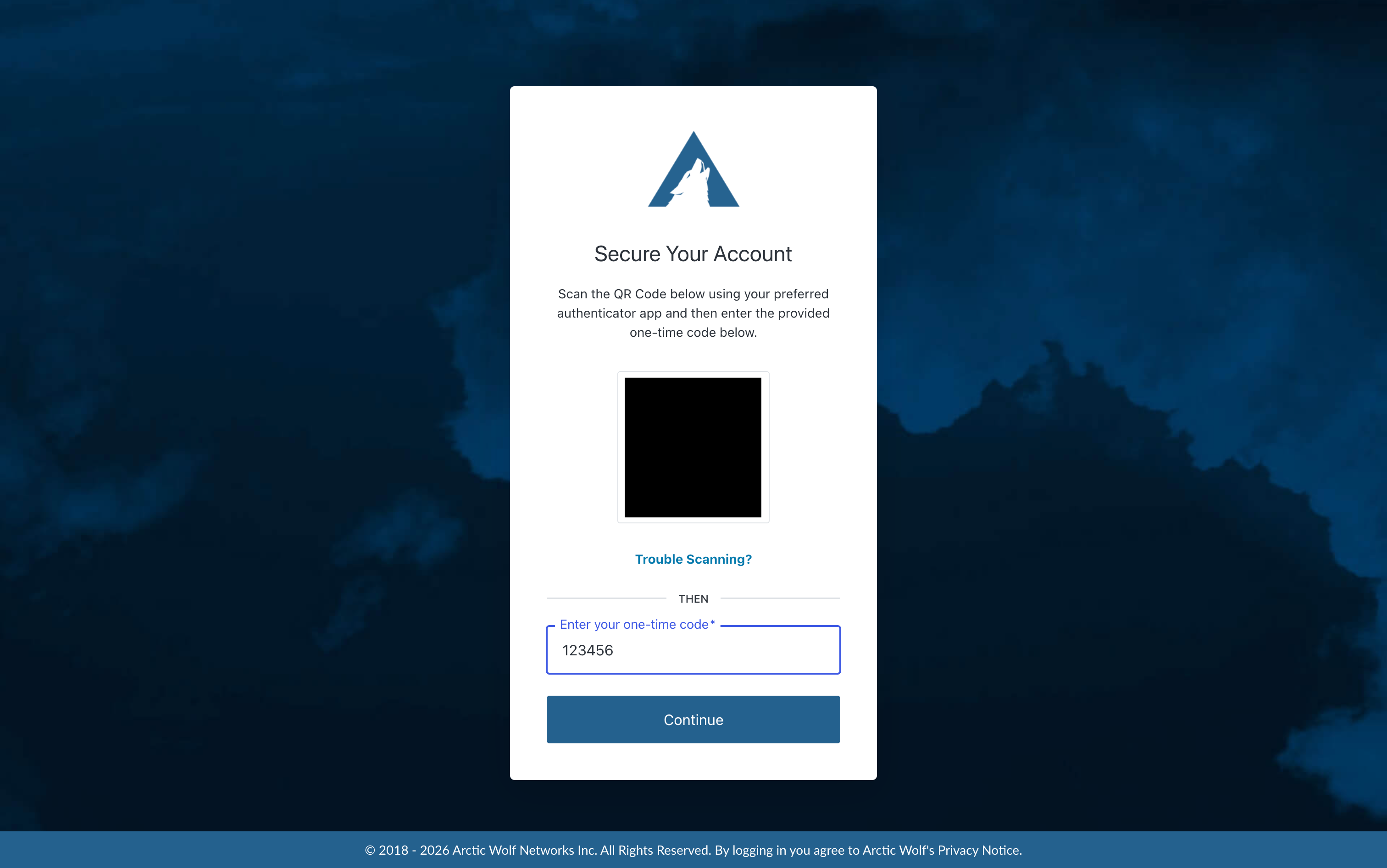 Secure Your Account screen