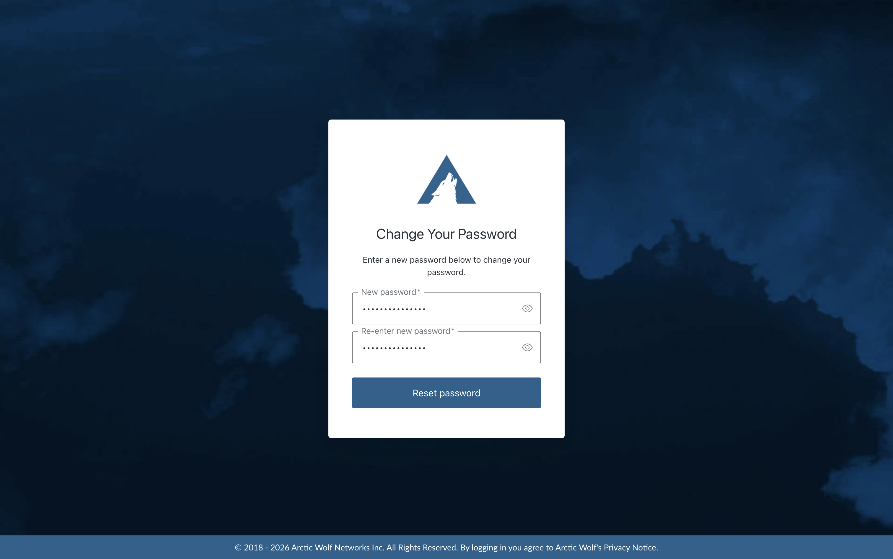 Enter new password screen