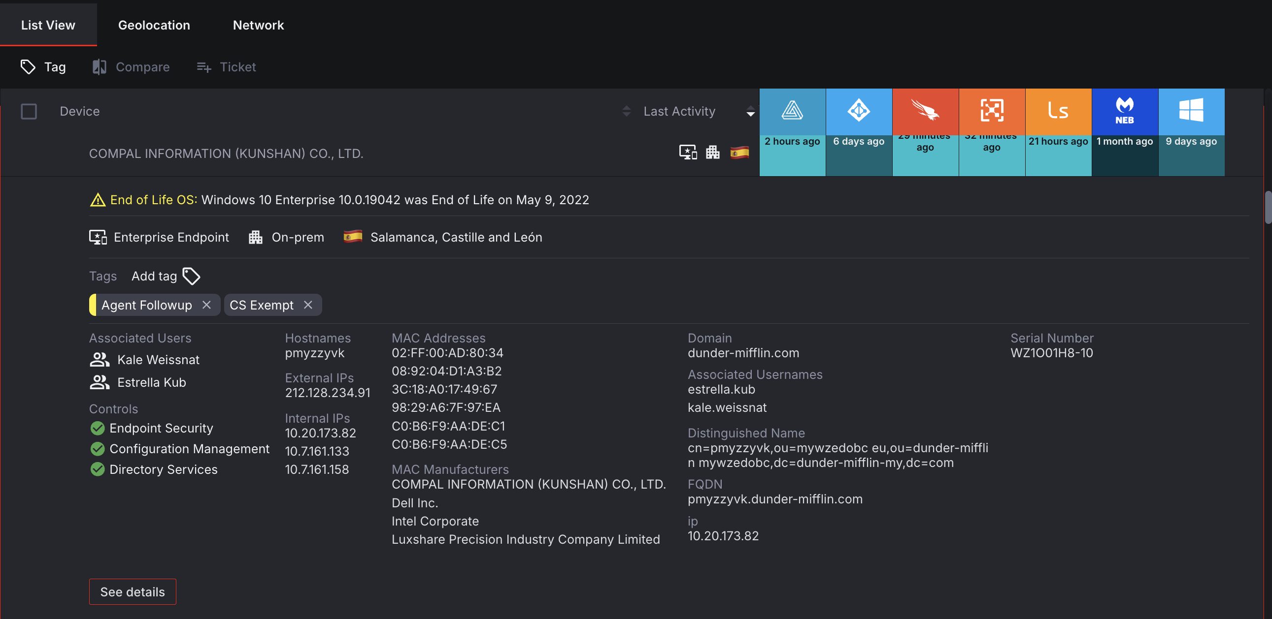 Device Details preview