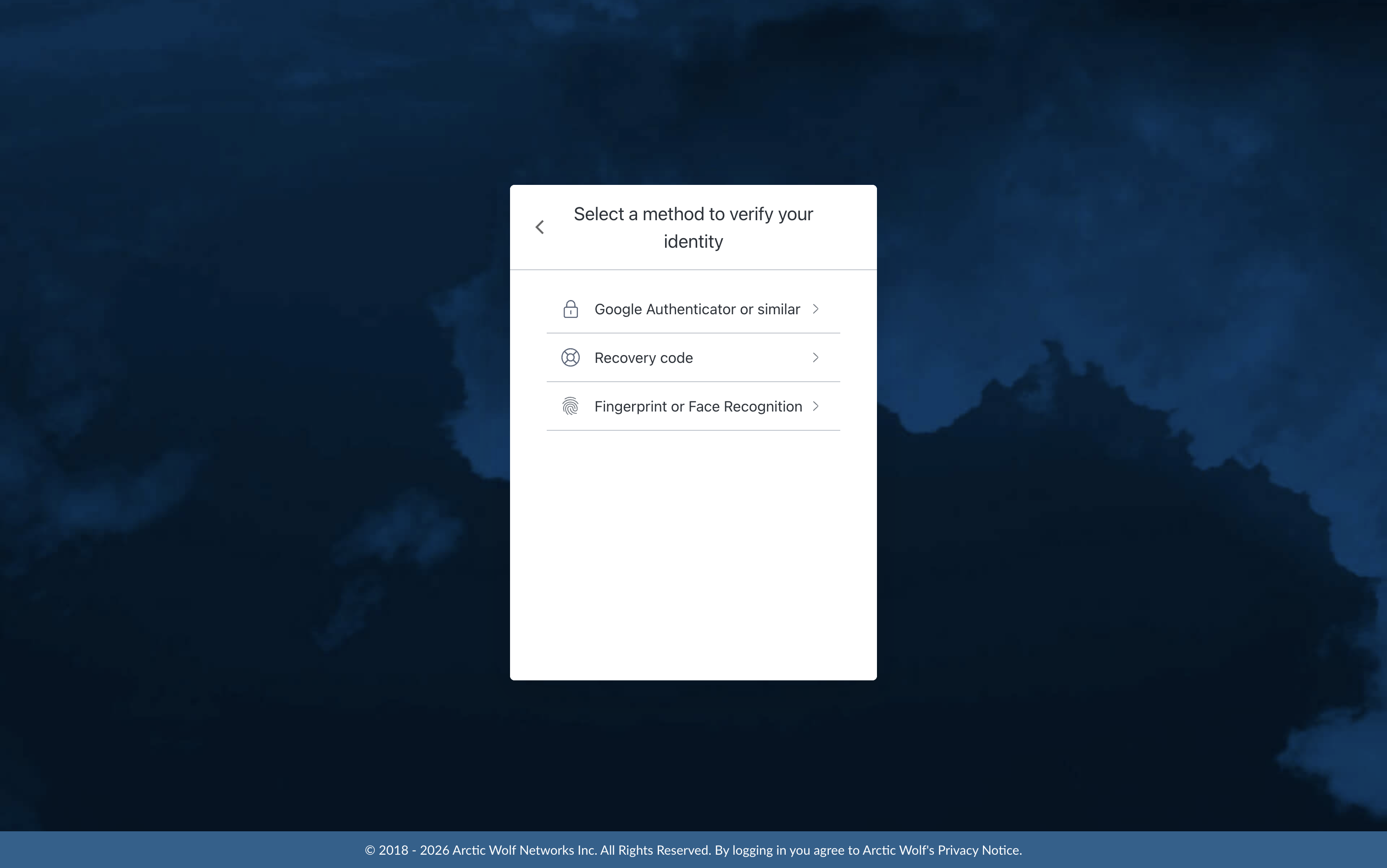 Verify Identity menu