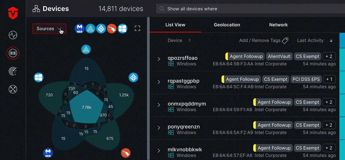 Selecting and deselecting Sources